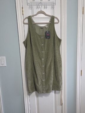 Levi's Olive Green Corduroy Button-Front Tank Dress